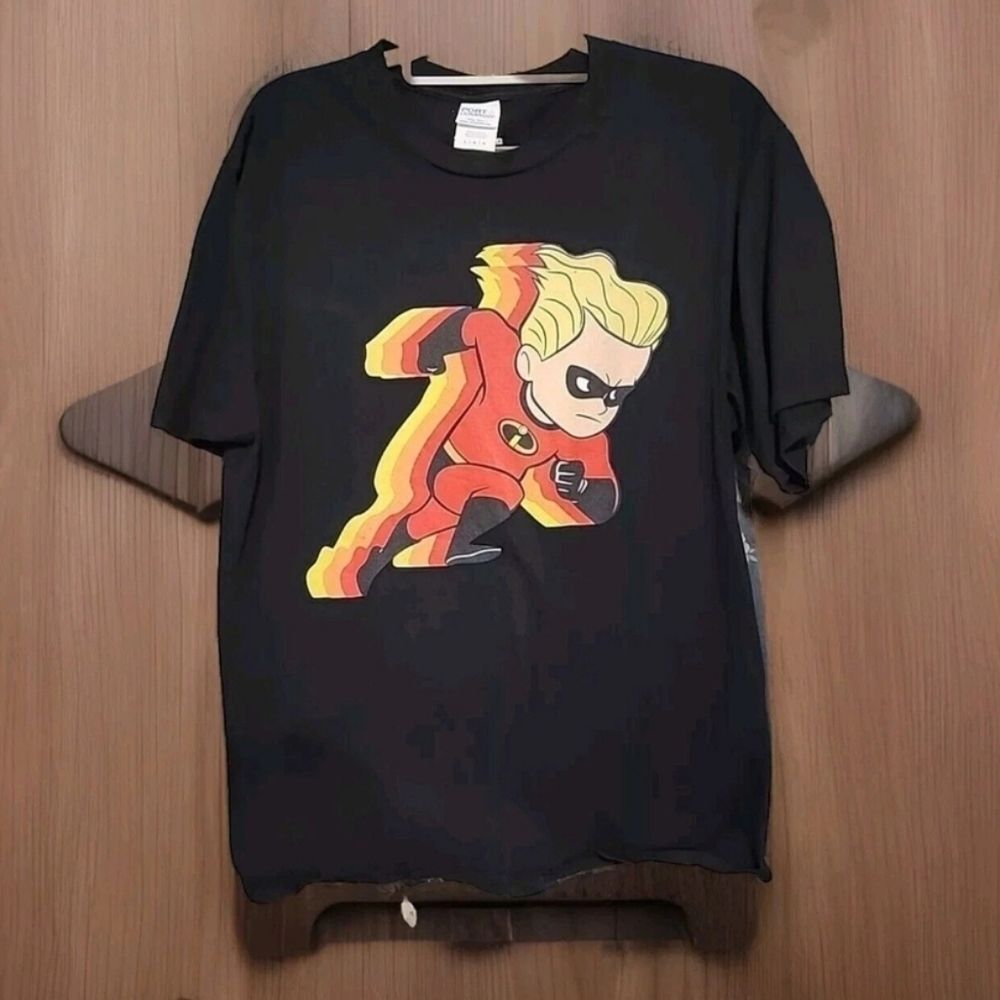 Vintage Y2K Disney Pixar The Incredibles Dash Shirt Large Black Retro Print Nice